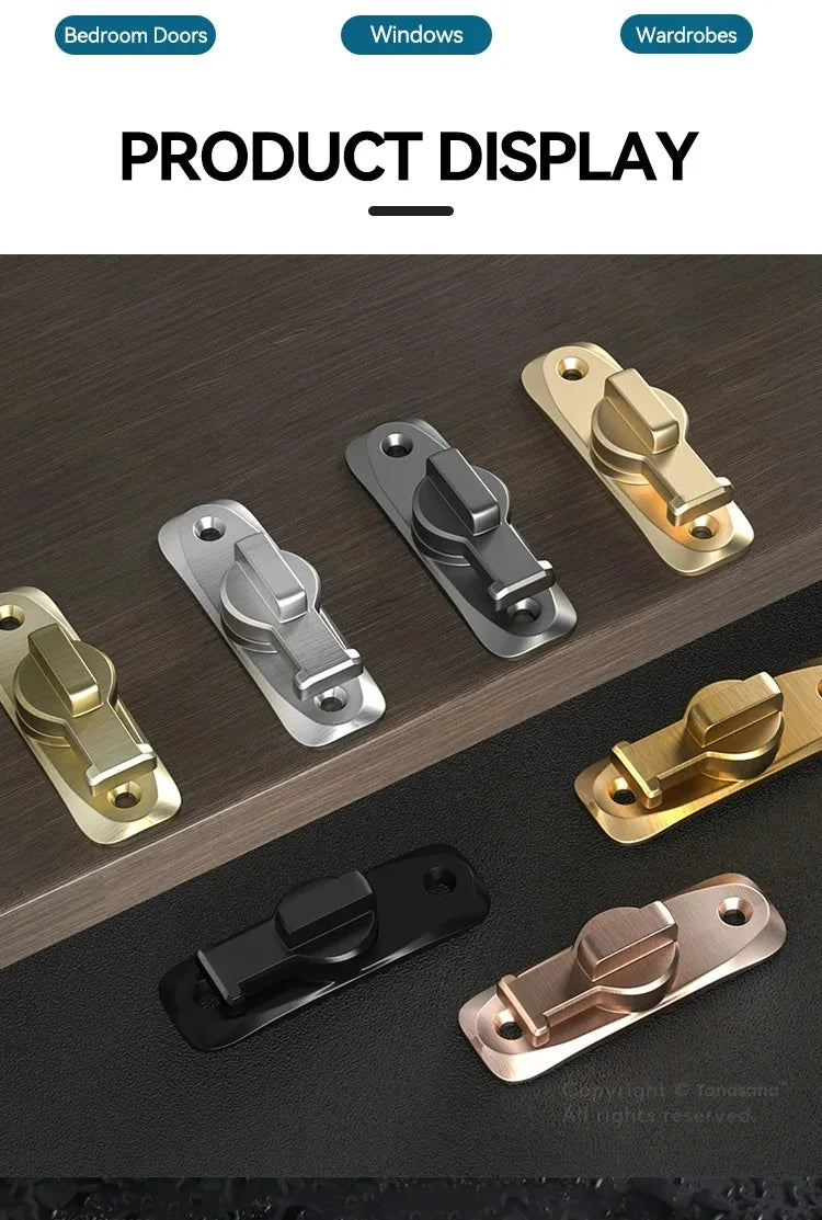 Hasp Latch Door Lock Anti-theft Buckle Latch Zinc Alloy Black Cabinet Locks Safety Lock Sliding Door Lock Door Bolts Hardware