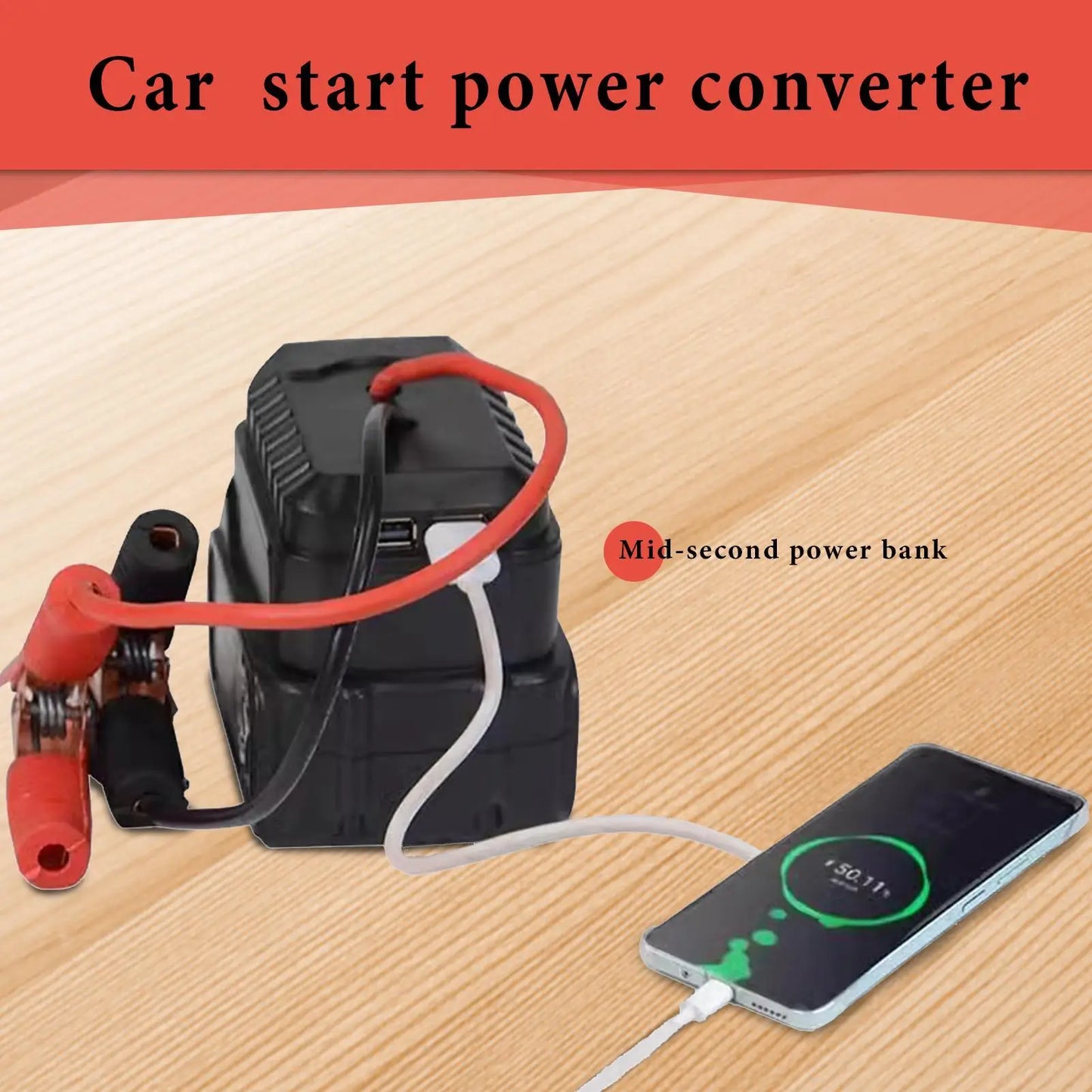Igniter Jump Starter forMakita Lithium Battery Booster Cable Adapter 2 USB Electric Wrench/Hammer Car Emergency Start Power