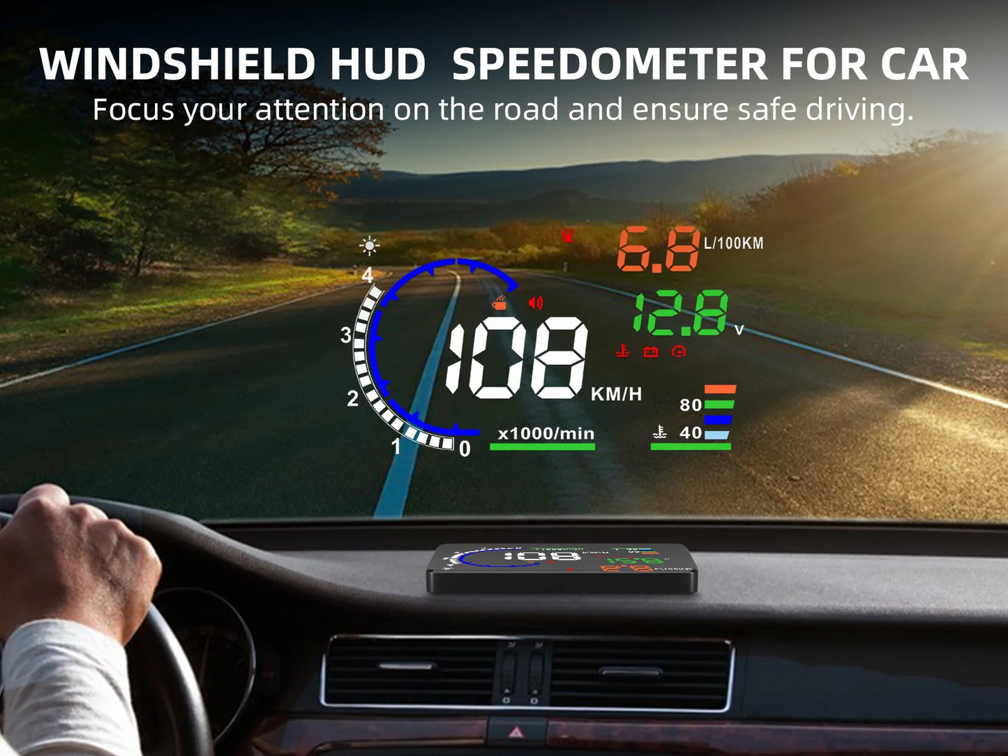 AD Digital Car OBD HUD A8 Head Up Display AUTO HUD OBD Reflect Windshield Screen Projector LED Speedometer Water Temp RPM Meter