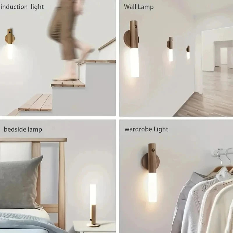 LED Night Light Intelligent Human Body Induction Lamp USB Charging Smart Motion Sensor Wall Lamp Household Toilet Wall Induction