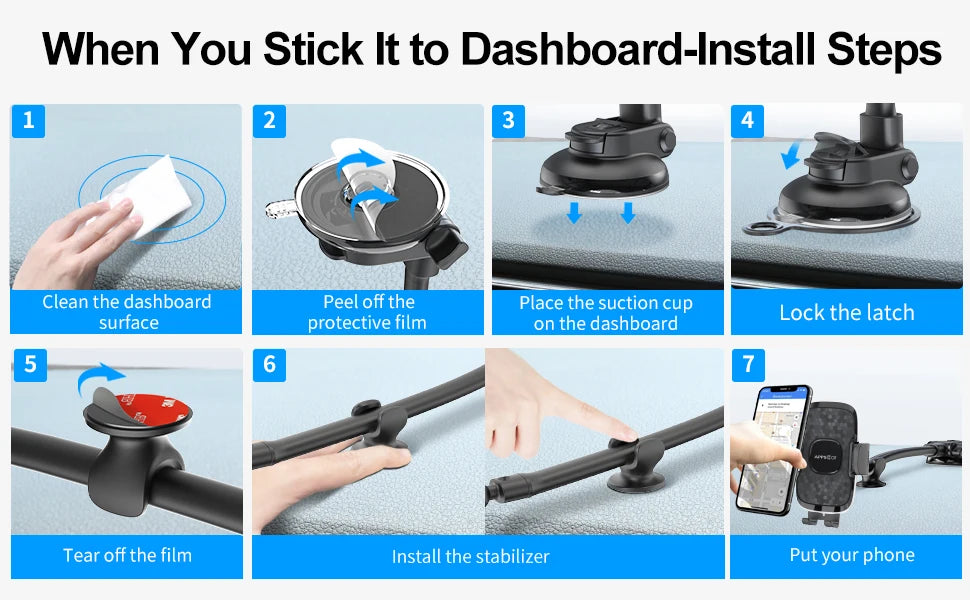 Cell Phone Holder Car, Windshield/Dashboard/Window Car Phone Holder Mount, Suction Cup Phone Mount for Car Truck Compatible