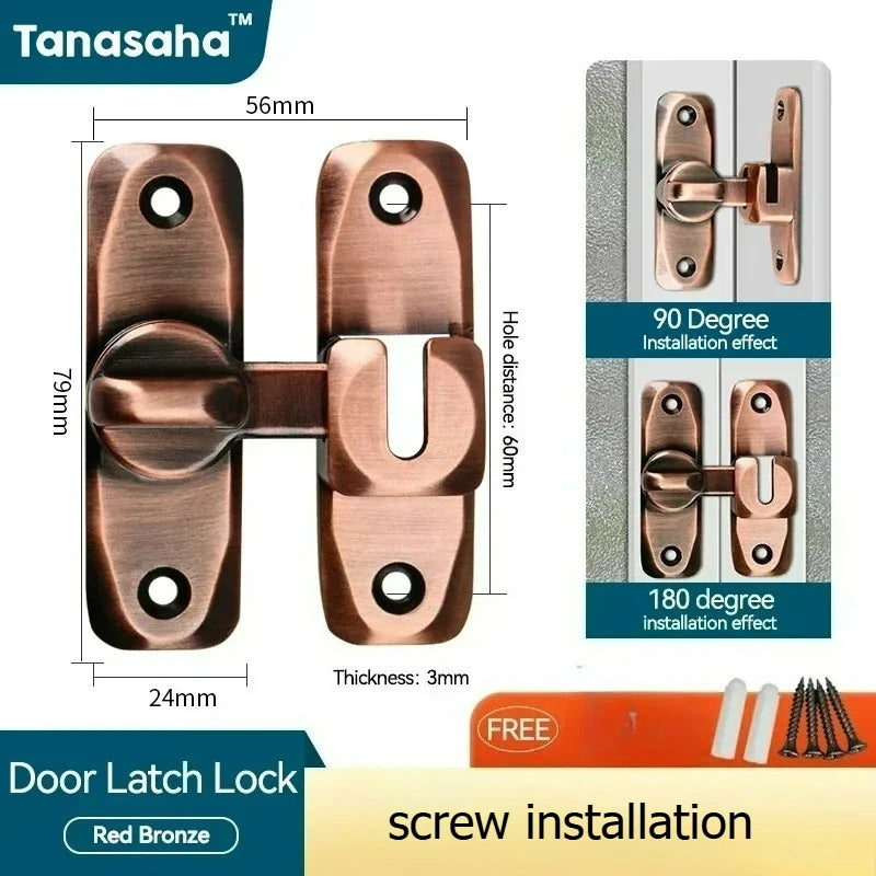 Hasp Latch Door Lock Anti-theft Buckle Latch Zinc Alloy Black Cabinet Locks Safety Lock Sliding Door Lock Door Bolts Hardware