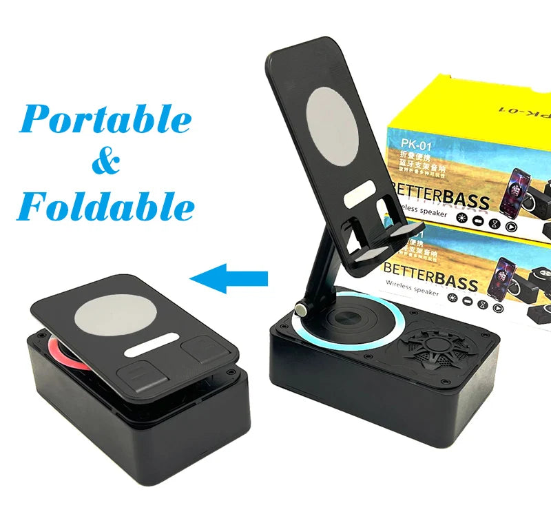 New Cell Phone Holder Stand With Bluetooth Speaker Adjustable Desktop Live Lazy Tablet Bracket Support Portable Wireless Speaker