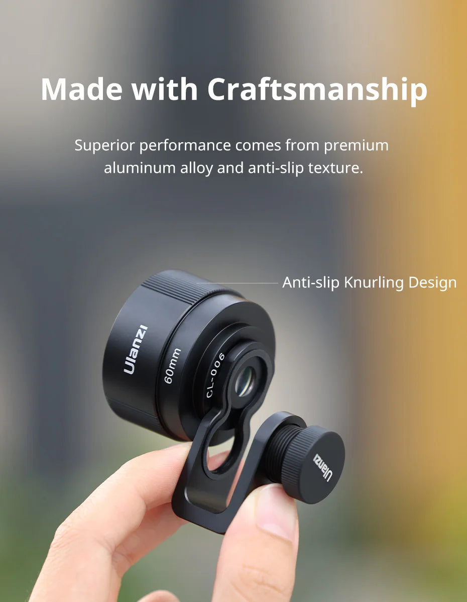 Ulanzi Universal Mobile Lens 75mm Macro/8mm Fisheye/16mm Wide-Angle/60mm Telephoto Phone Lens for Photography Videography