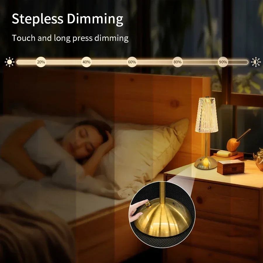 USB Rechargeable LED Table Lamp Touch Sensor Desktop Night Light For Bar Hotel Restaurant Bedroom Atmosphere Room Decor Lighting