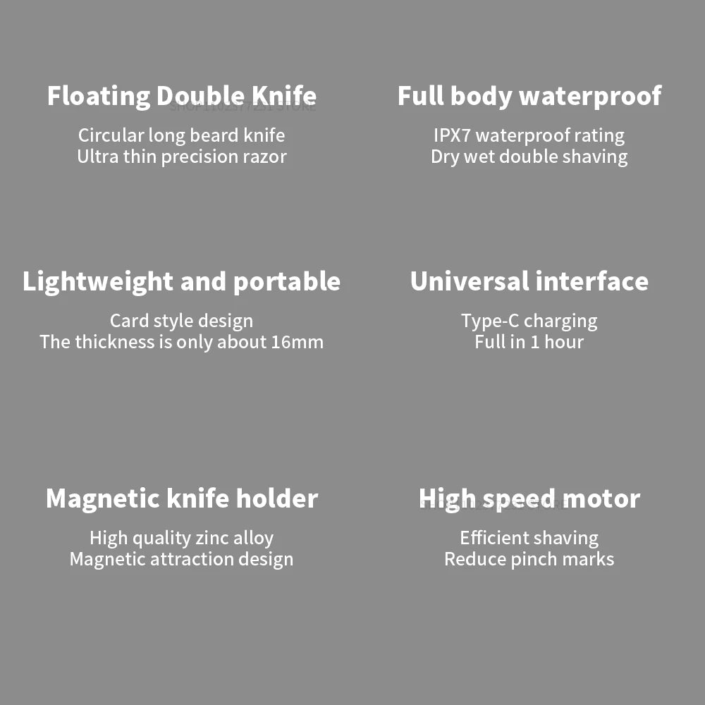 Xiaomi Mijia Electric Shaver Dual Cutter Blade Reciprocating High-Speed Motor Magnetic Suction IPX7 Waterproof Portable Razor