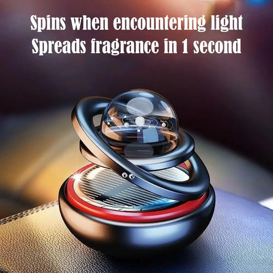 Car Air Freshener Solar Energy Air Purifier With incense tablets Autorotation Interstellar Ball Double Ring Suspension Decor