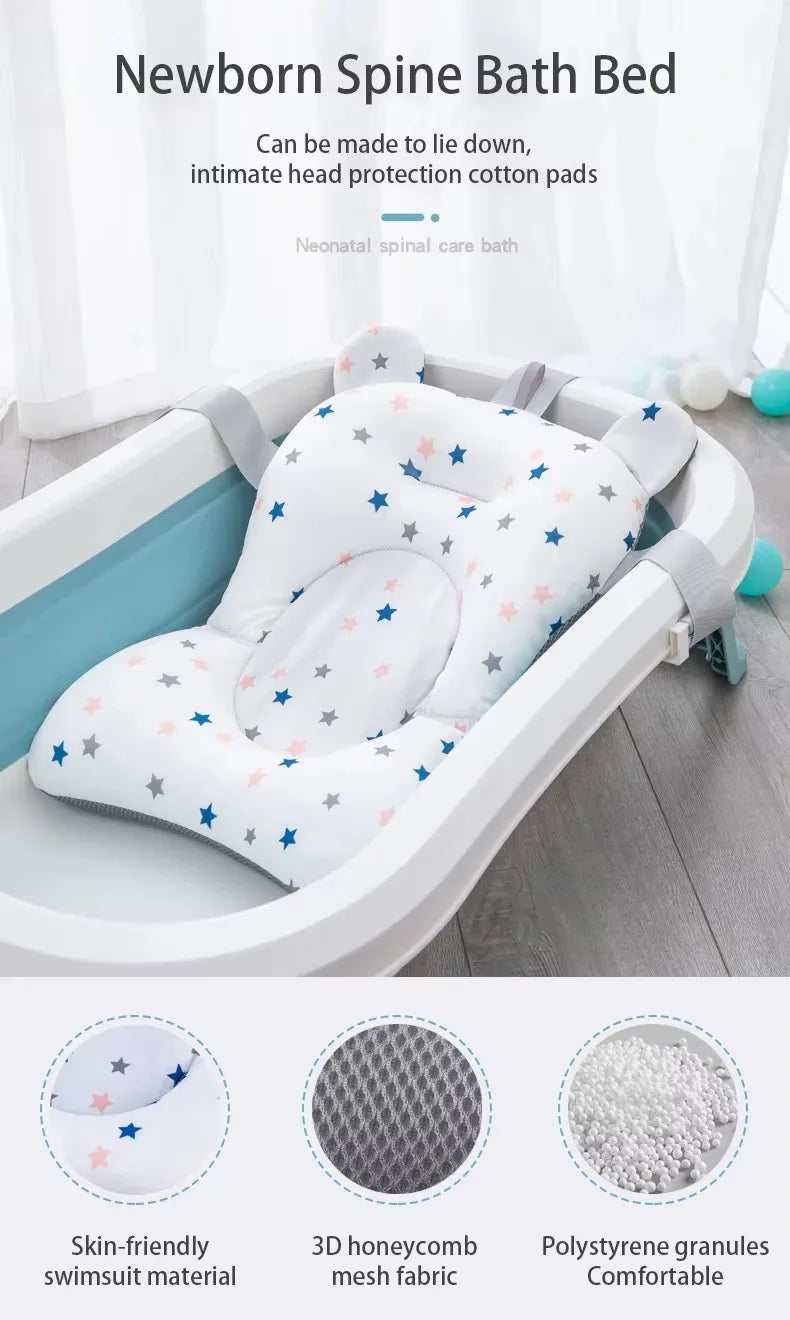 PANGDUBE Baby Bathtub Pad Newborn Bath Support Cushion Adjustable Reclining Shower Seat Bathtub Float for Infants 0-12 Months