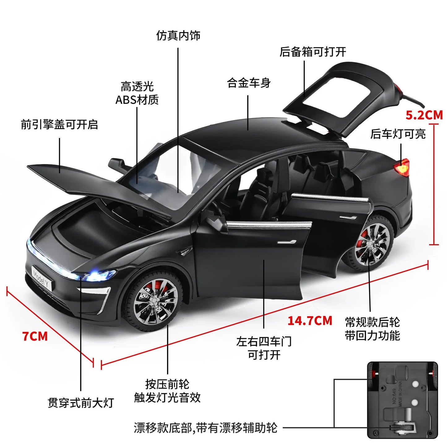 New 1:32 Model Y Electric SUV Metal Alloy Diecast Toy Car Model Sound And Light Children's Toy Collectibles Birthday Gift Friend
