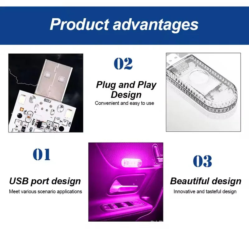 مصباح سقف سيارة واحد يعمل باللمس، مزود بمنفذ USB، إضاءة داخلية LED، مصباح قراءة، ديكورات سيارات، إضاءة سقف داخلية