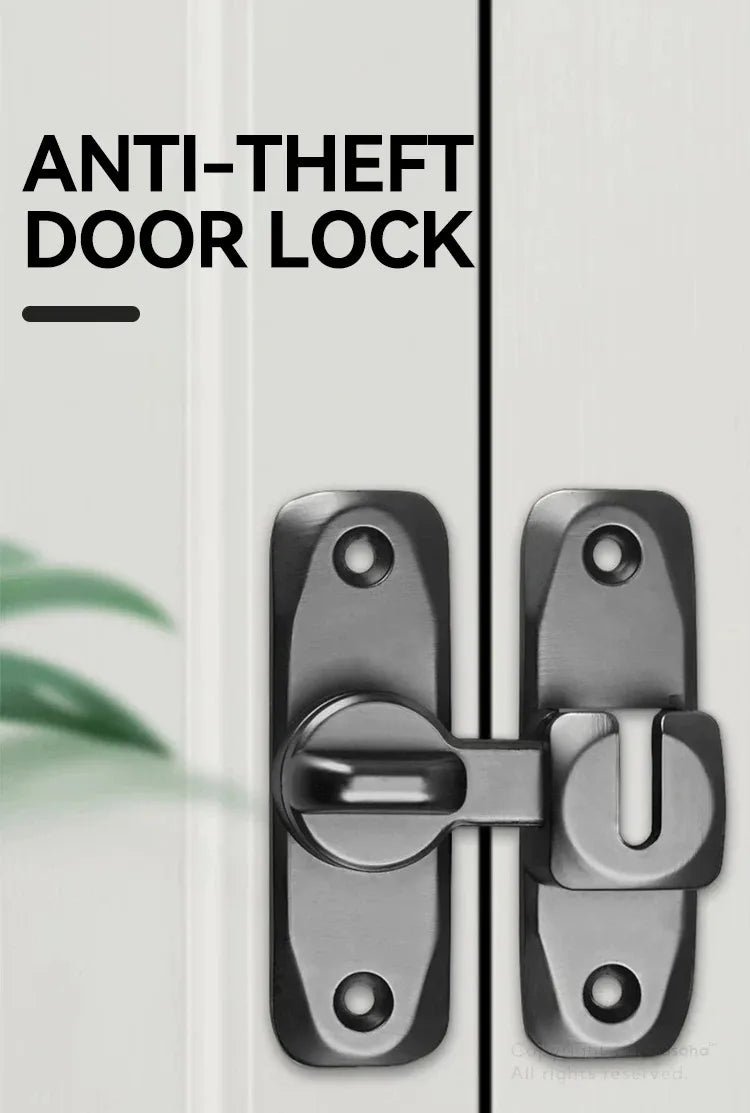 Hasp Latch Door Lock Anti-theft Buckle Latch Zinc Alloy Black Cabinet Locks Safety Lock Sliding Door Lock Door Bolts Hardware