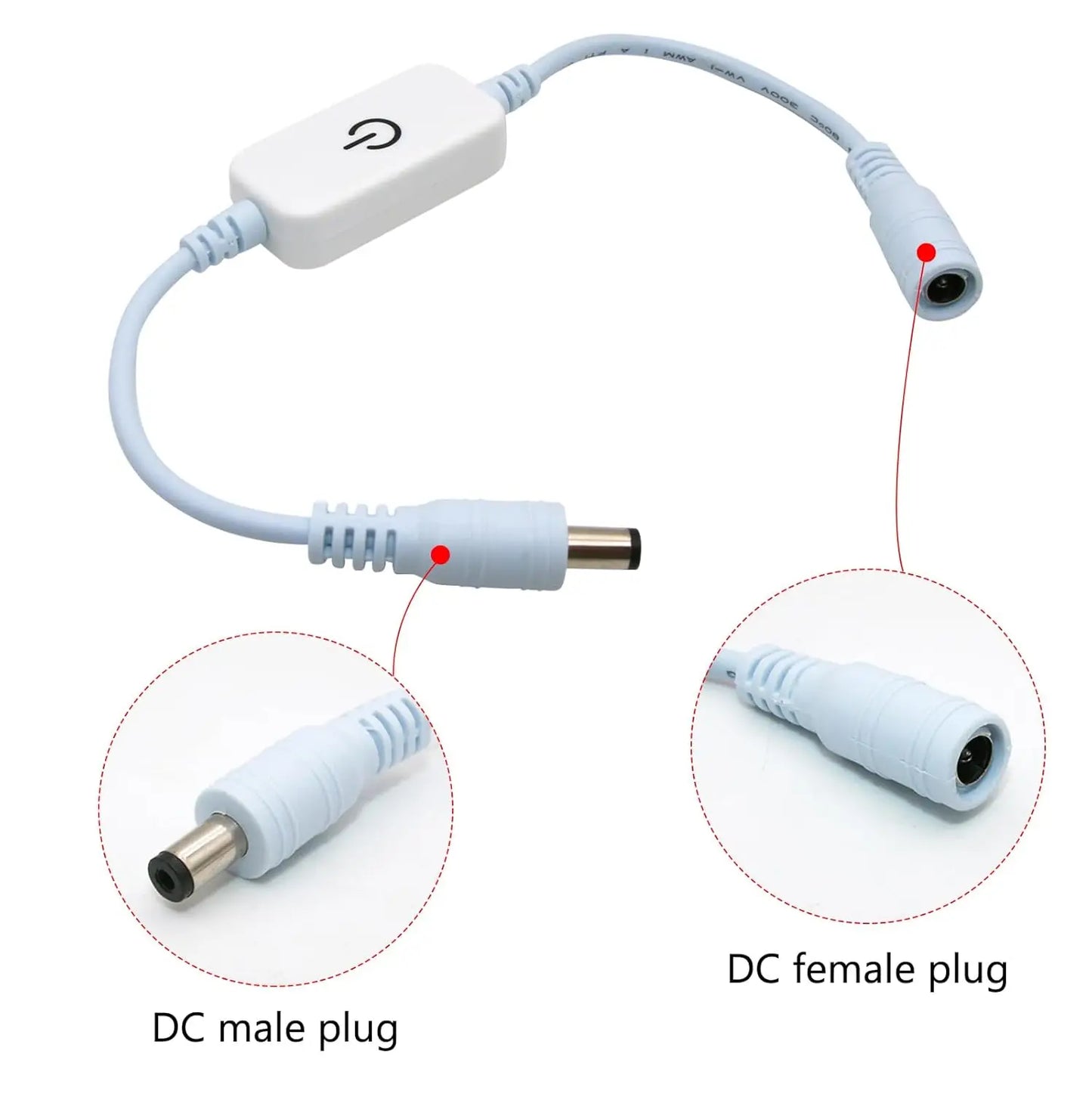 LED Strip Switch Touch Sensor Controller 30cm DC Female Male LED Switch Connector 5.5*2.1MM For 12V 24V 5050 3528 LED Tape light