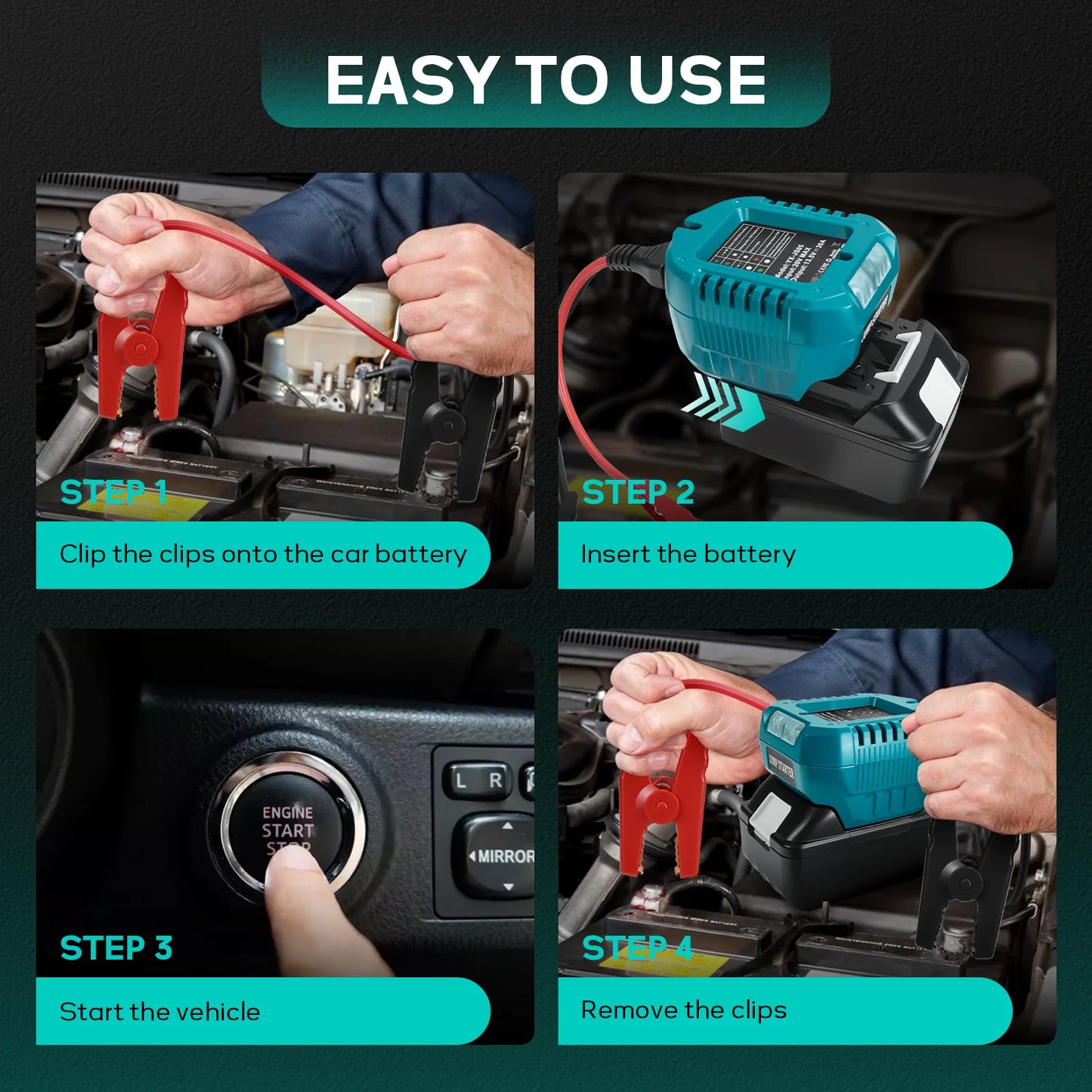 Igniter Jump Starter for Makita 18V Battery 10AWG Car Booster Cable Automotive Emergency Power DIY Adapter with Clips