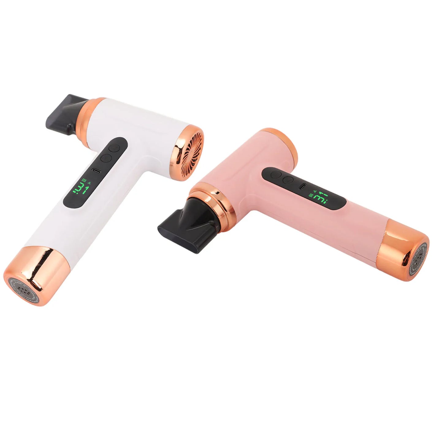 Portable Hair Dryer USB Charging Ergonomic Grip Hot and Cold Air Hair Dryer 200W Fast Drying Lightweight with Nozzle for Travel
