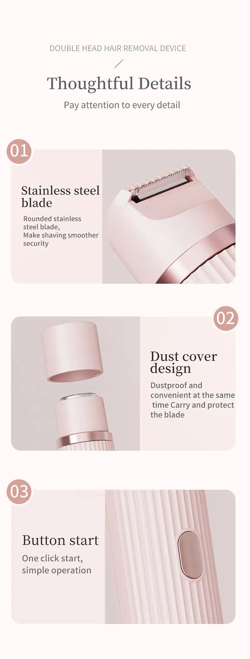 Beard Trimmer 2 in 1 Electric Shaver for Women Double Head Body Hair Removal Underarm Bikini Beard Hair Trimmer Electric Razor