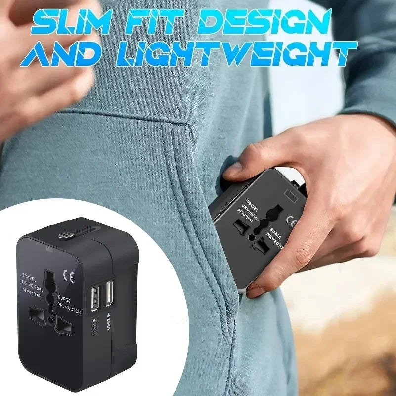 Foldable All-in-One Universal Travel Adapter EU UK US AU Power Charger Adapter Outlet Converter Socket with Dual USB 2.1a Port