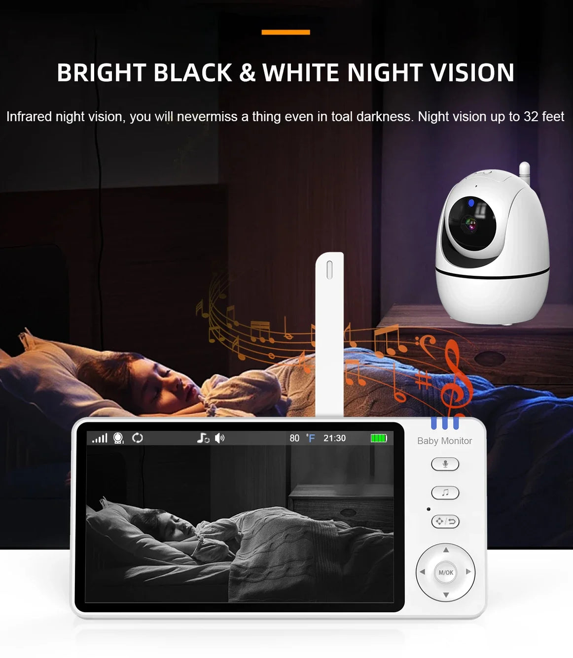 Video Baby Monitor with Cam and Audio,5" Display Baby Monitor No WiFi,Remote Pan-Tilt-Zoom Baby Camera, Night Vision,2-Way Talk