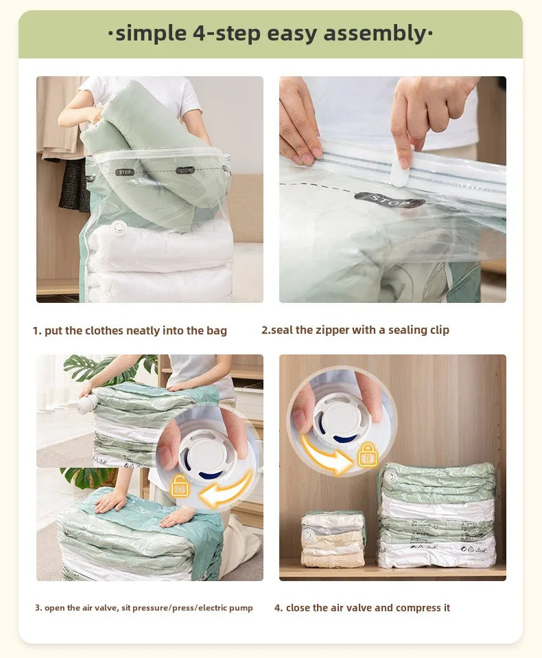 Vacuum Compression Bag No Pumping Clothes Quilt Storage Home Bag Large 3D Vacuum Compression Bags