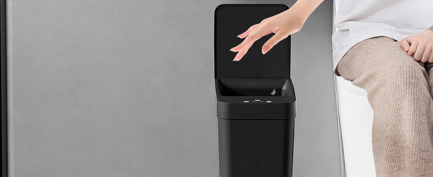 Bathroom Trash Can, 12L Automatic Motion Sensor Touchless Waterproof Trash Bin with Lid, Smart Electric Trash Can for Kitchen