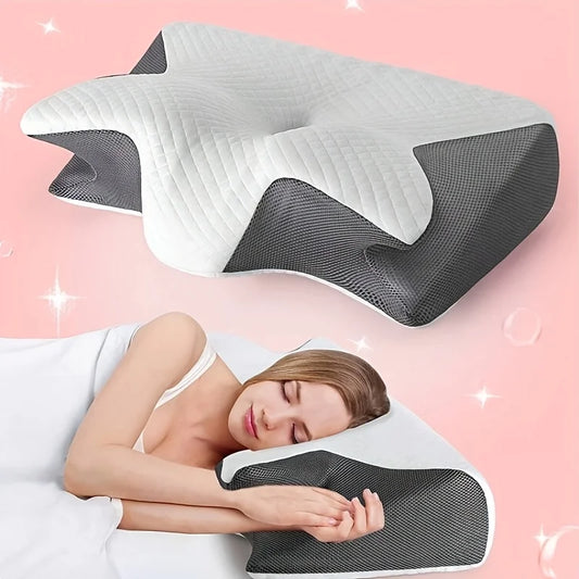 Ergonomic Neck Pillow for Side, Back, and Stomach Sleepers - Contoured Design, Soft Yet Firm Support, Shoulder Relaxation