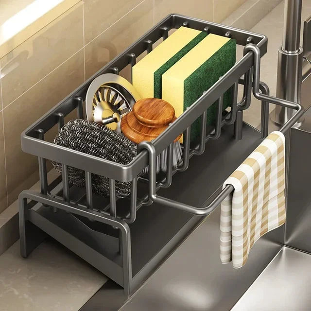 Kitchen Sink Drain Rack Organizer Carbon steel Self-draining Sink Shelf Soap Sponge Holder Dishcloth Towel Rack filter basket