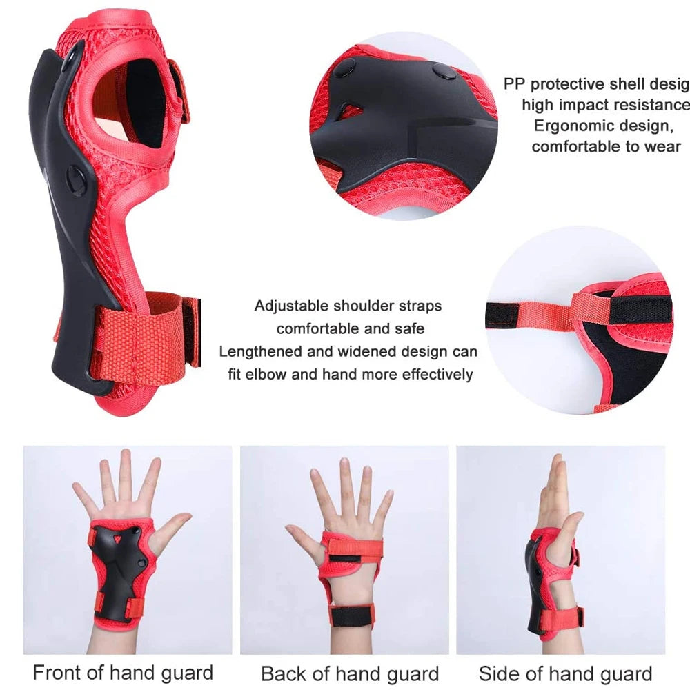 6PCS Kids Protective Gear Set Knee Pads for  3-14 Years Toddler Knee & Elbow Pads with Wrist Guards 3 in 1 for Skating Cycling