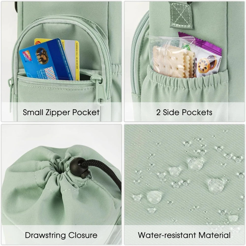 Portable Water Bottle Bag with Adjustable Strap Thermal Mugs Insulated Protective Cover Phone Pocket Outdoor Sports Travel Bag