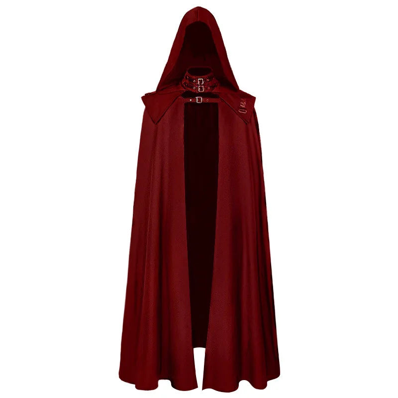 2025 Vintage Euro-American Medieval Wizard Cosplay Costume, Halloween Gothic Hooded Wizard Death Cloak Cape Unisex ,Plus Size