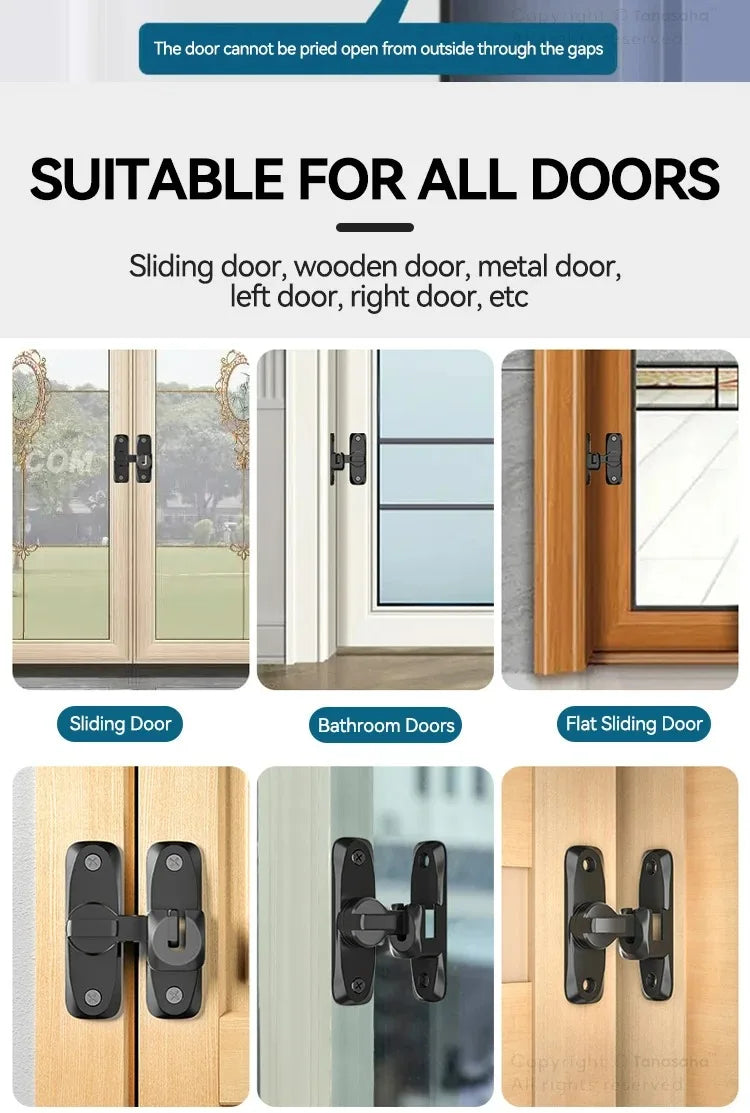 Hasp Latch Door Lock Anti-theft Buckle Latch Zinc Alloy Black Cabinet Locks Safety Lock Sliding Door Lock Door Bolts Hardware