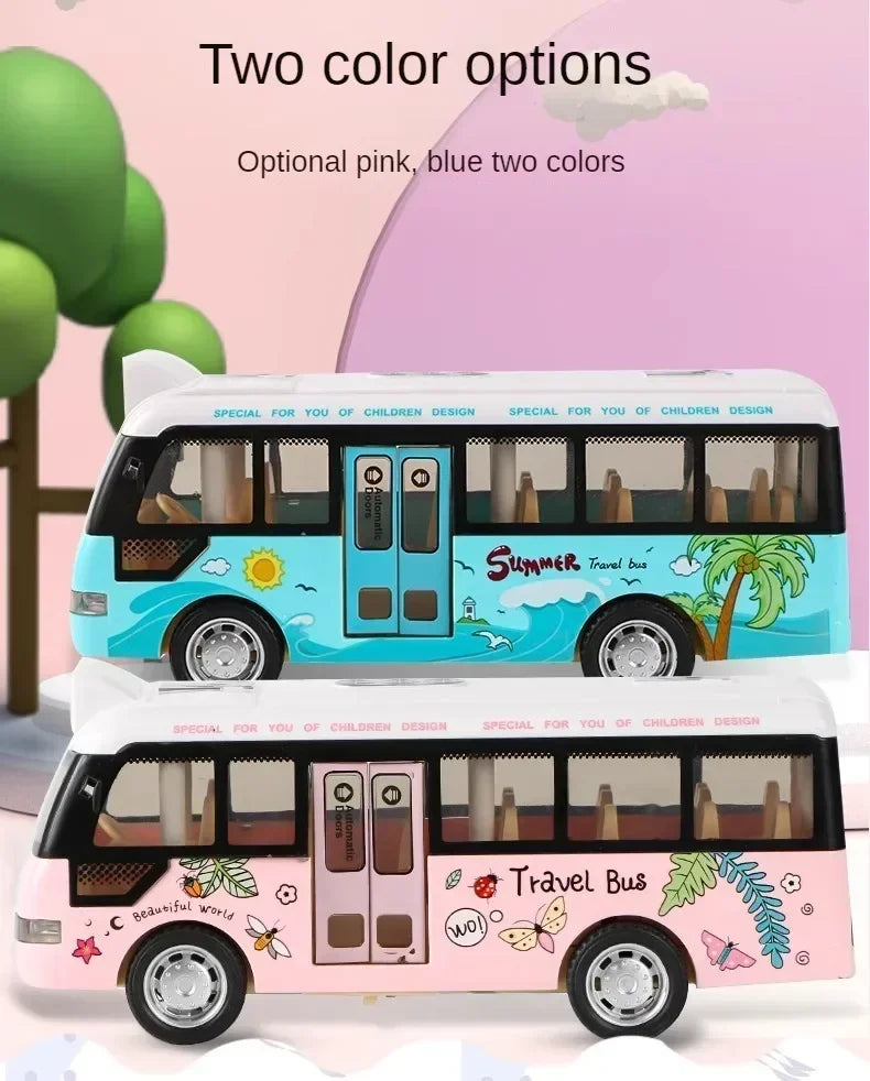 Interactive Die Cast Metal School Bus Toy with Sound Light Friction Powered Play Vehicle  Gifts for Kids' Fun Imaginative Play