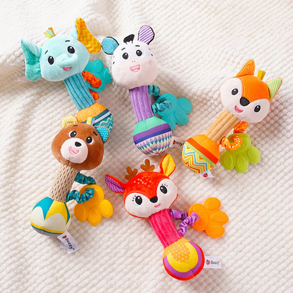 Baby Rattles Soft Hand Grab Sensory Shaker Teething Toys for BabiesSensory Plush Animal Toys for 0 12 Months Newborn Toys Gifts