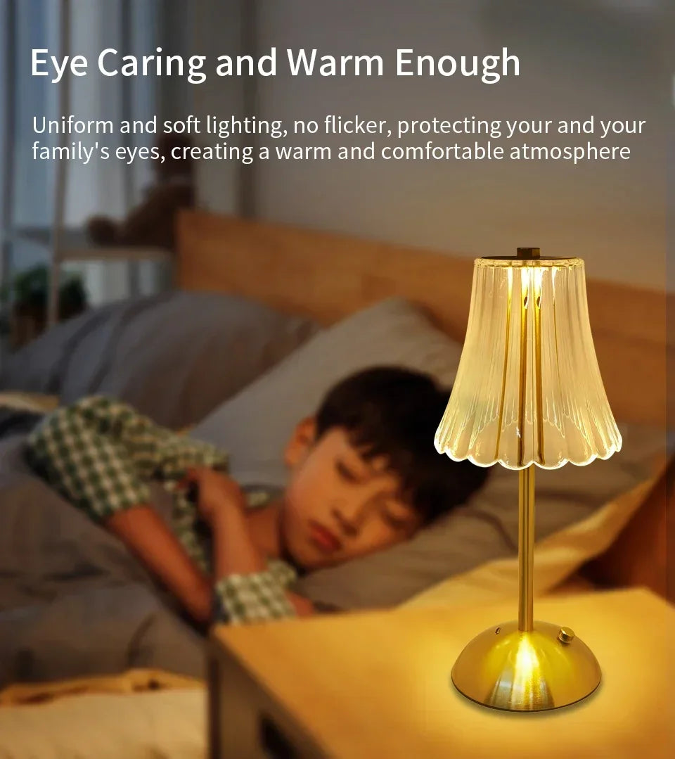 USB Rechargeable LED Table Lamp Touch Sensor Desktop Night Light For Bar Hotel Restaurant Bedroom Atmosphere Room Decor Lighting
