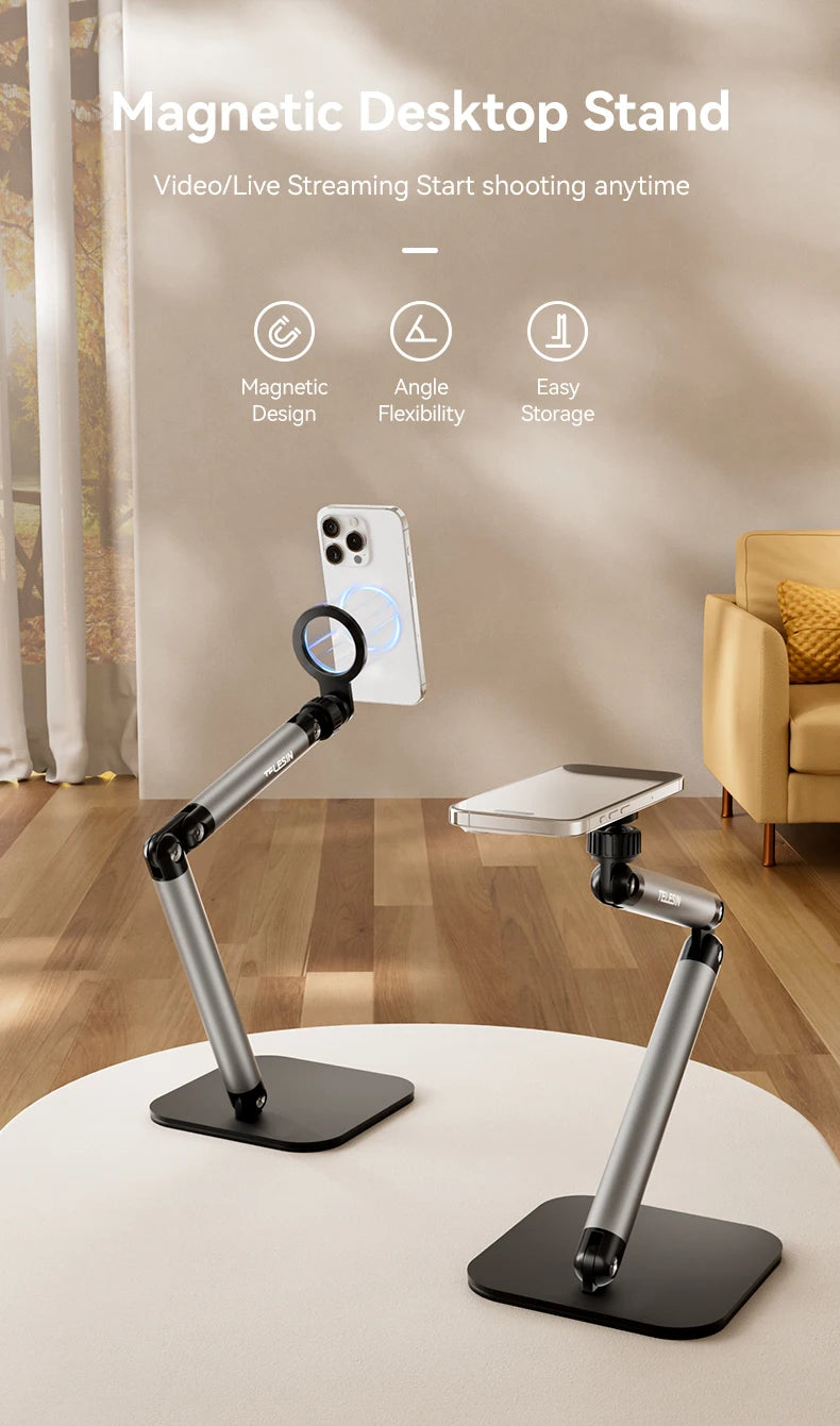 TELESIN Universal Magnetic Mobile Phone Quick Release Photography Stand Holder Aluminium alloy Phone Stand For Smart phone
