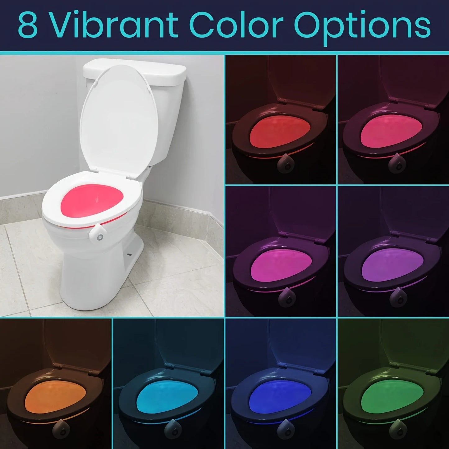 Toilet Motion Sensor Light, 8 Colors Changing Sensor LED Washroom Night Light Inside Toliet Lamp, PIR Motion Activated