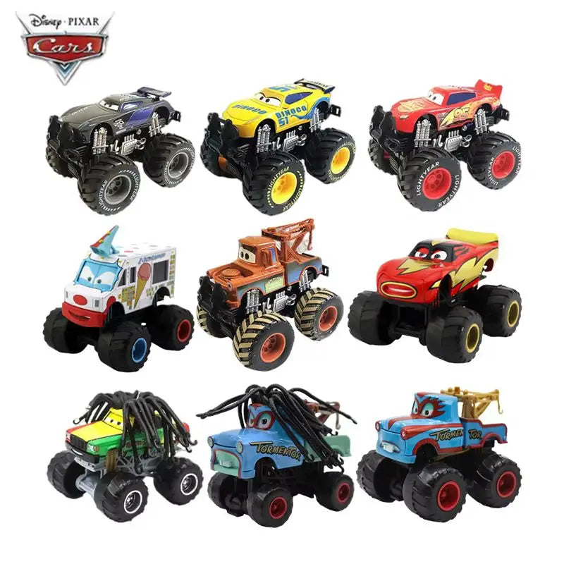 Pixar Cars 2 3 Wrestler Mater And Lightning Mcqueen Racing Series Metal Alloy Vehicle Toys For Kids High Legged Collectible Gift