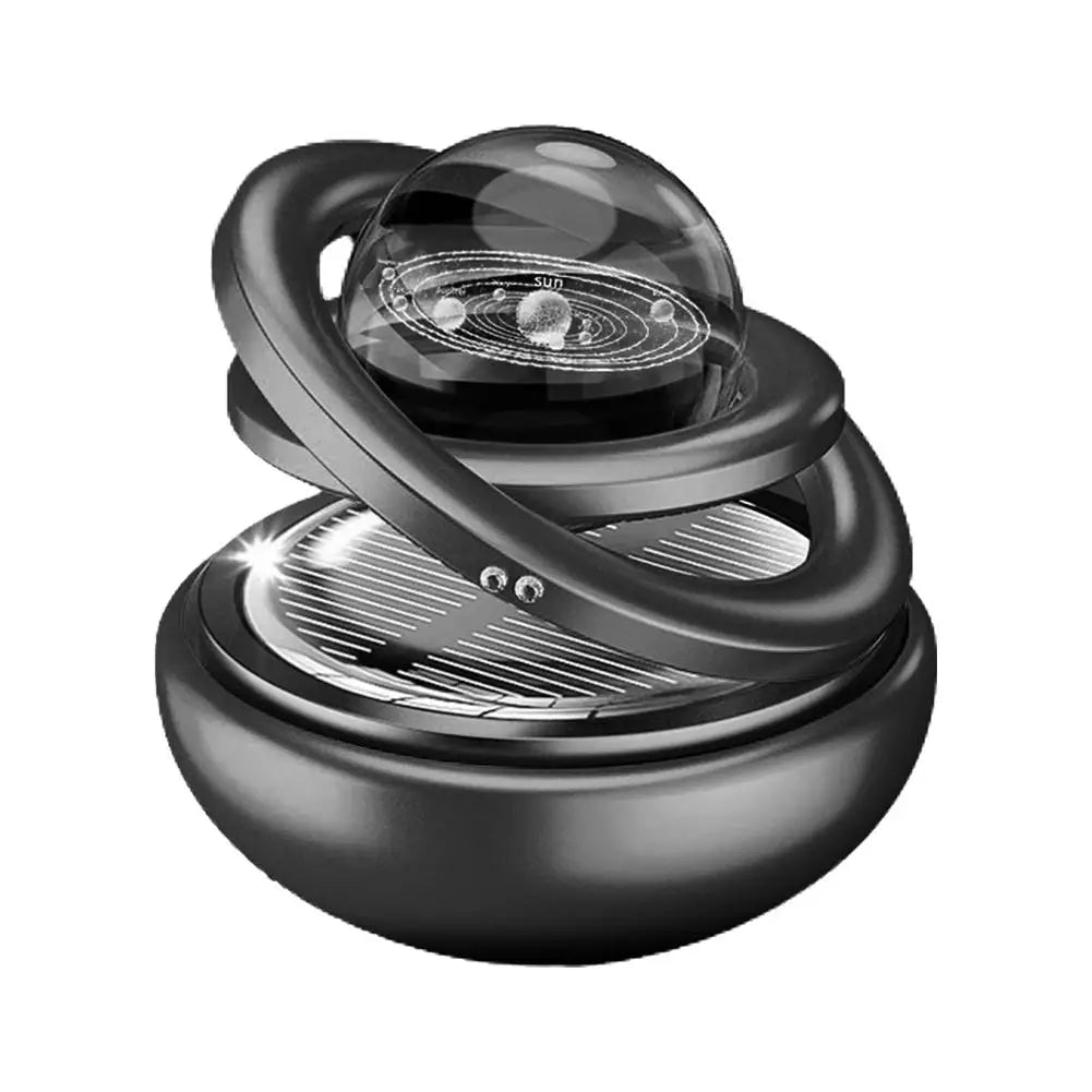 Car Air Freshener Solar Energy Air Purifier With incense tablets Autorotation Interstellar Ball Double Ring Suspension Decor