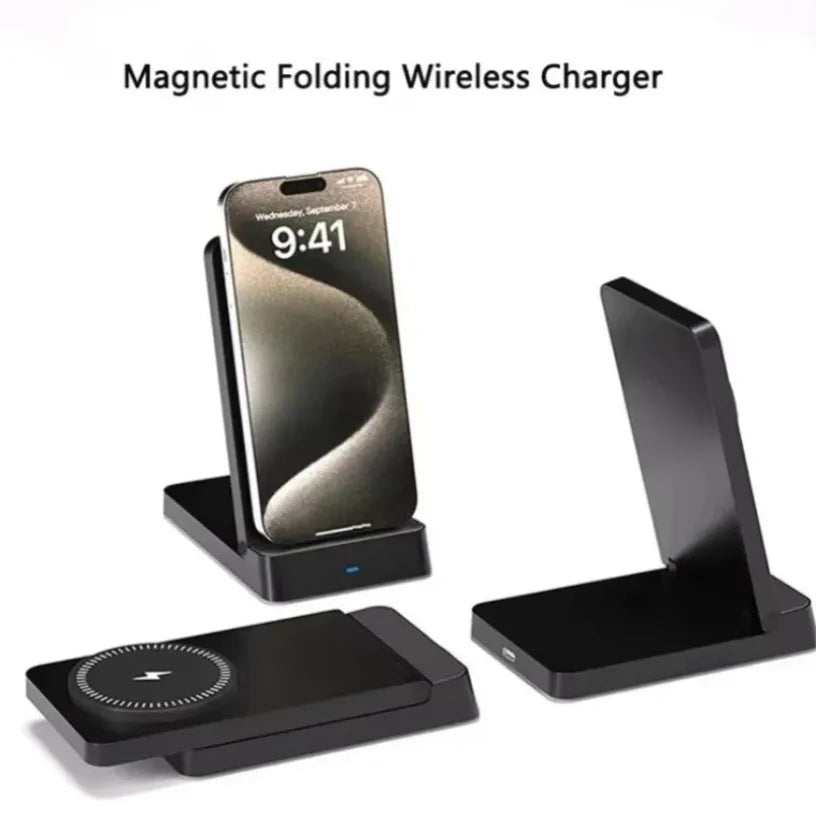 Magnetic Fast Charging Station 30W Wireless Charger Desktop Fold Smart Phone Holder Charge For Magsafe iPhone 16 15 14 13 12 Pro