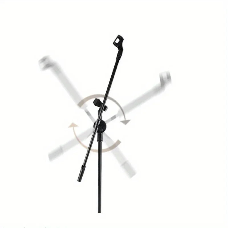 Tripod Boom Microphone Stand With Mic Clip Cell Phone And Microphone Not Included Collapsible And Lightweight,  Arms Adjustable