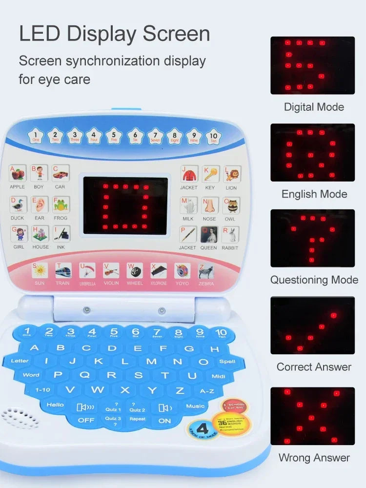Kids Educational Learning Laptop Toy – Bilingual Electronic Computer for Toddlers, STEM Early Preschool Learning Machine Gift