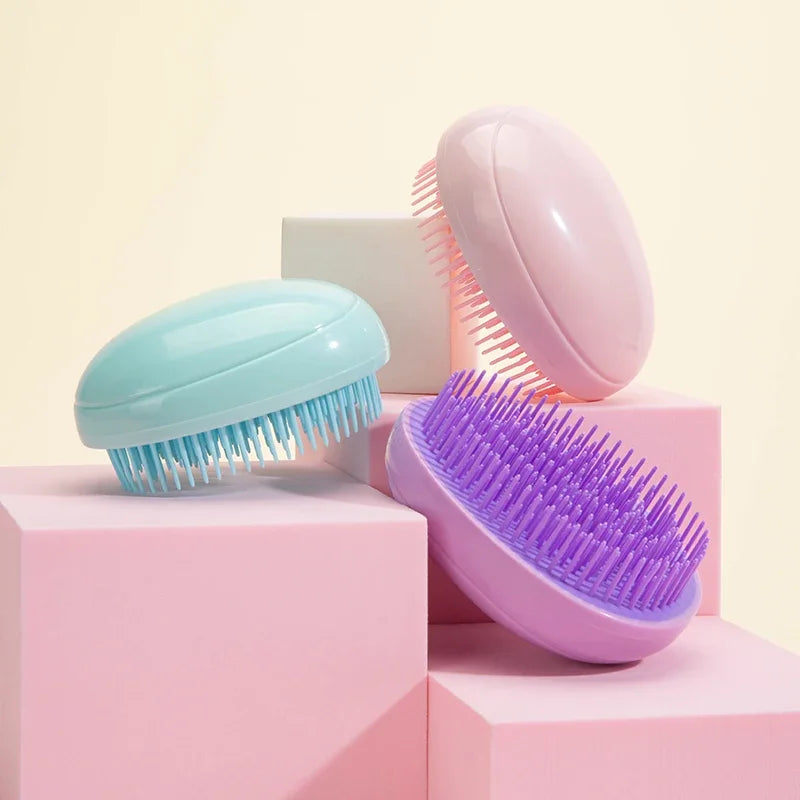 Mini Egg Round Shape Hairbrush Small Scalp Massage Comb Soft Portable Hair Brush Wet Dry Detangling Hairdressing Comb for Travel