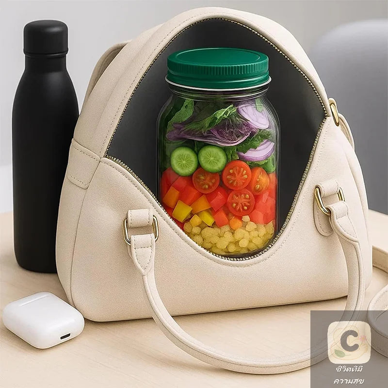 HUA Breakfast Fruit Storage Box Leakproof Interval Salad Box Crisper Container Salad Jars Salad Pod Reusable Plastic Keep Fresh