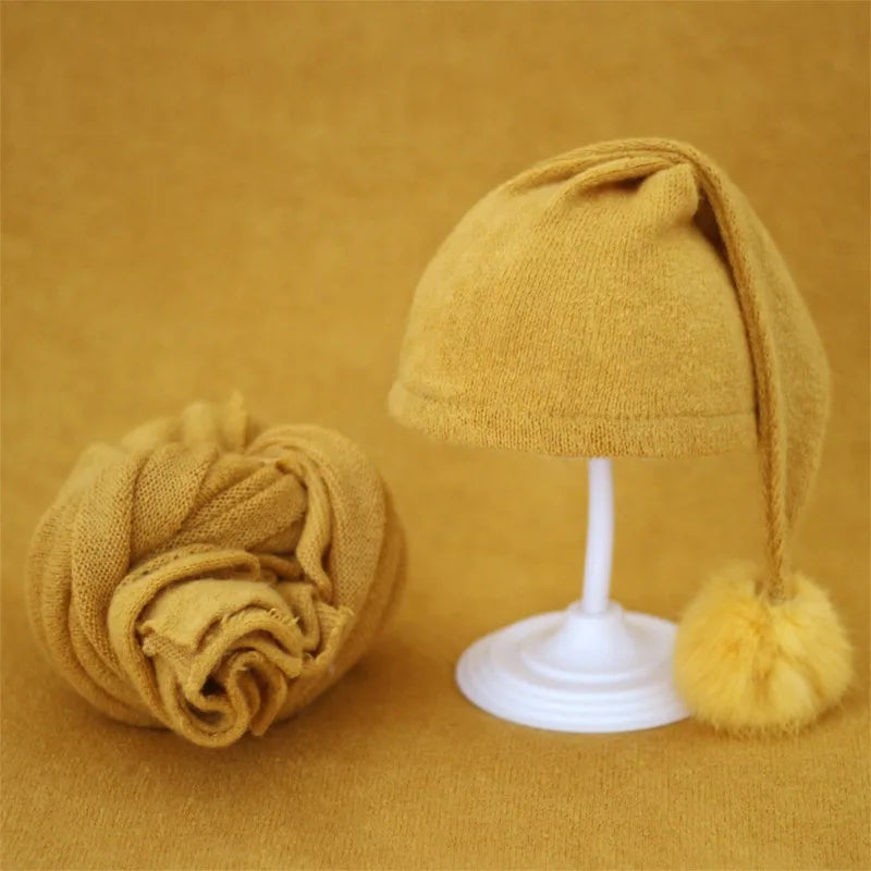 Baby Hat Newborn Photography Props Blanket Wrap Baby Fur Ball Knitted  Beanie Hat Baby Photo Shoot Accessories