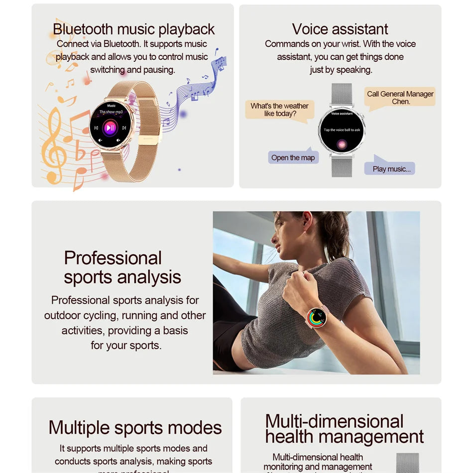 2025 New GPS Tracking Smartwatch Women AMOLED HD Screen Heart Rate Bluetooth Call IP68 Waterproof Smart Watch Android IOS