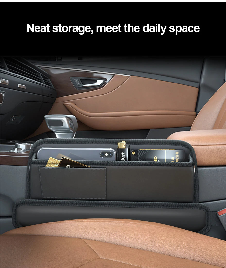 SEAMETAL Car Seats Gap Storage Bag PU Leather Auto Console Side Pocket Universal Car Seat Crevice Storage Box Slit Gap Filler