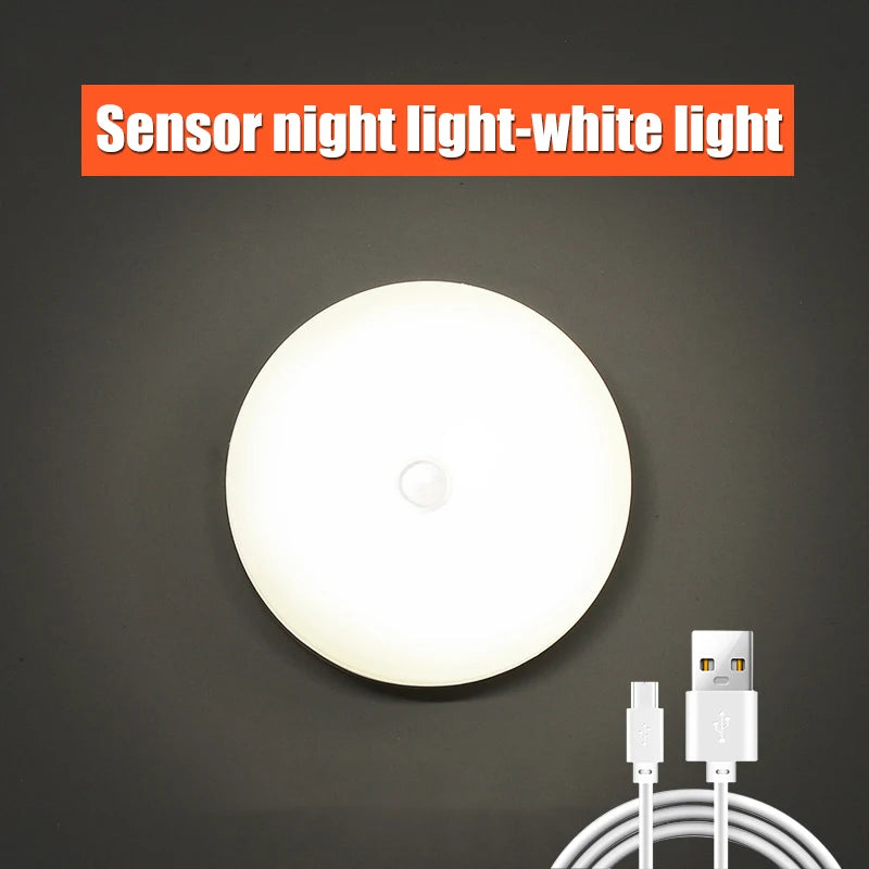 Motion Sensor LED Night Light USB Rechargeable Night Lamp For Kitchen Cabinet Wardrobe Lamp Staircase Wireless LED Closet Light