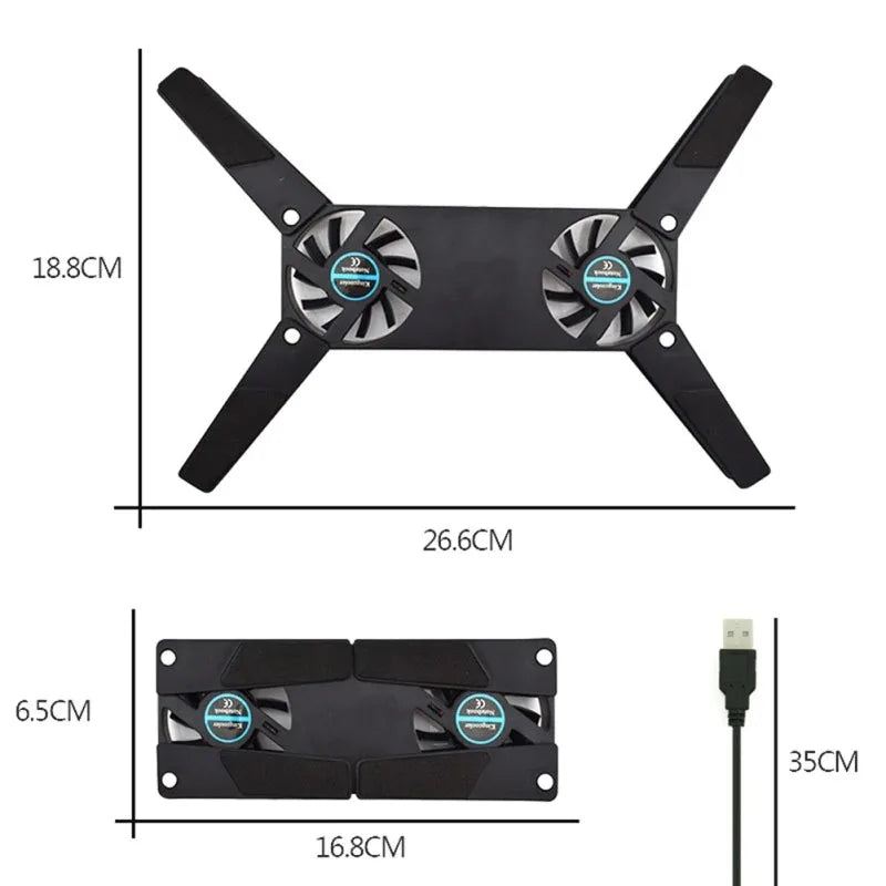 Новая охлаждающая подставка для ноутбука, питание от USB, кронштейн для охлаждения ноутбука, 2 вентилятора, универсальная подставка для ноутбука 7-15 дюймов.