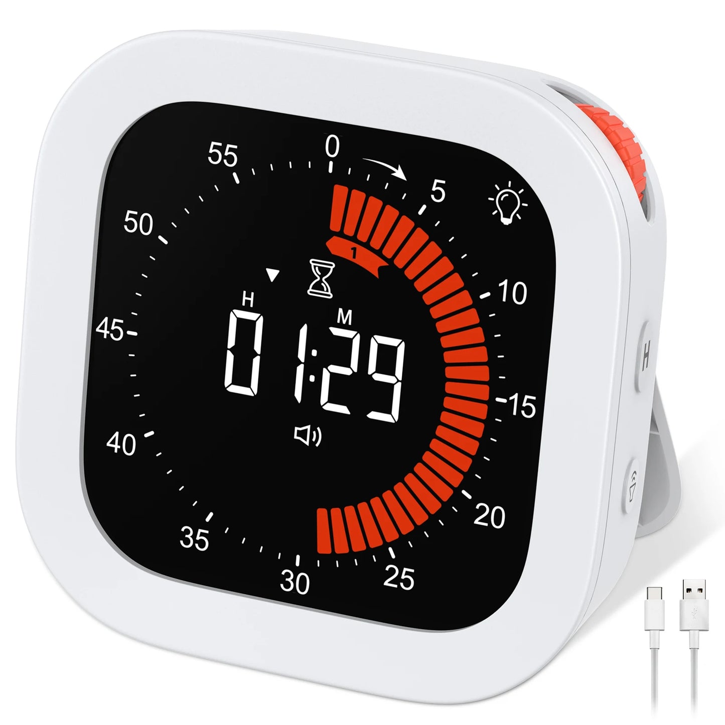 Upgraded Visual Timer Rechargeable Digital Countdown Kitchen Mechanical Cooking Timer Management Tool for Home School Office