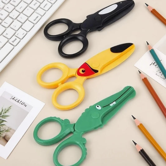Kids Safe Scissors, Preschool Training Plastic Scissors with Cute Animal Design, Child-Friendly Craft DIY Tool for Art Home Use
