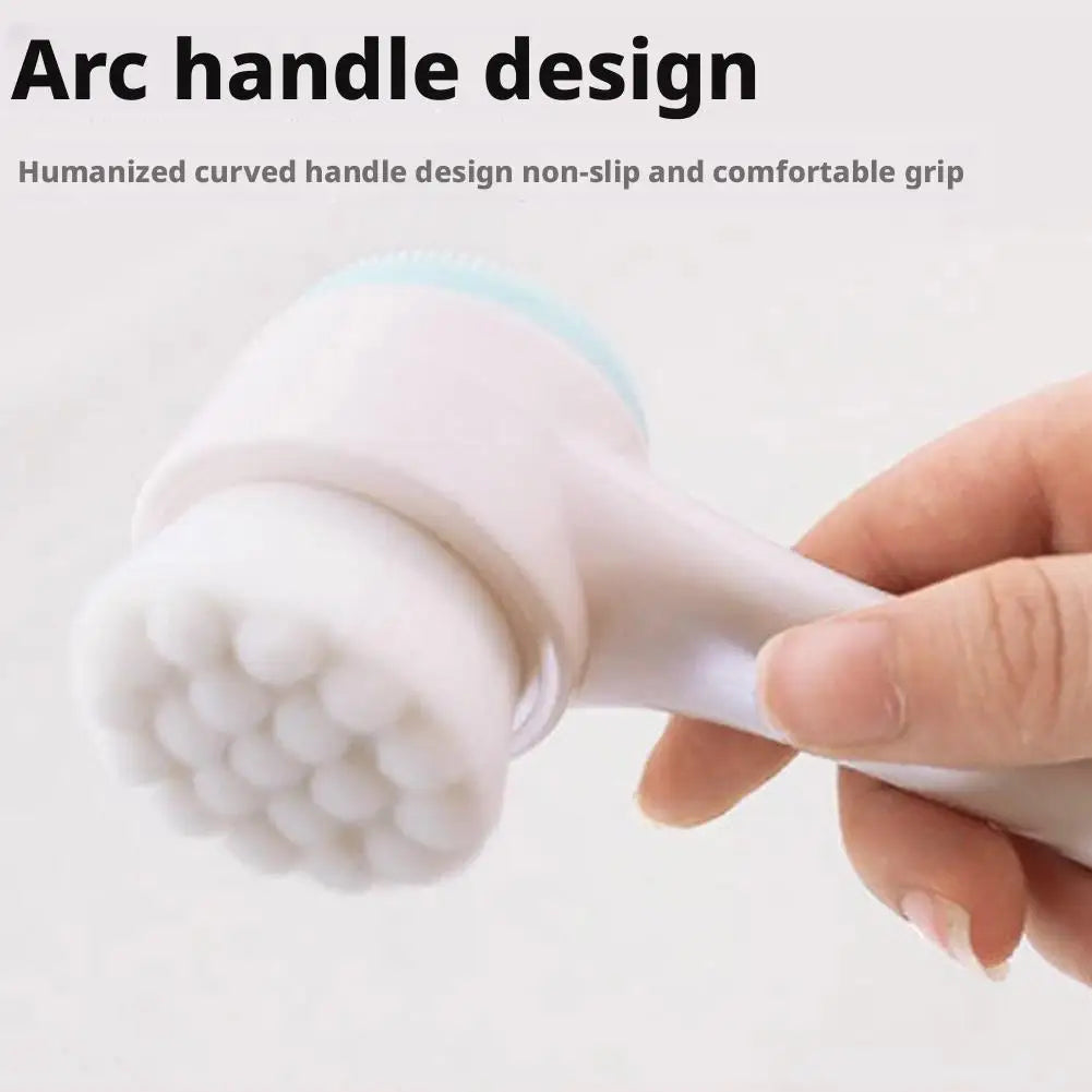 3D double sided silicone Face Cleansing Brush Soft Bristles Exfoliator Gentle Face washing and scrubbing tool