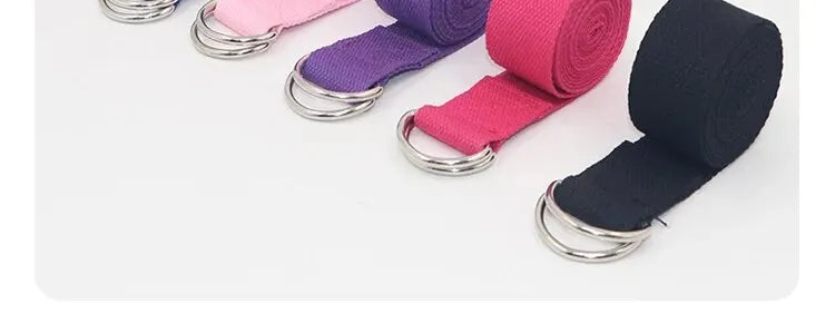 1Pc Yoga Strap For Yoga Pilates Ballet Dance With Adjustable D-Ring Buckle Cotton Yoga Belt For Fitness Daily Stretching